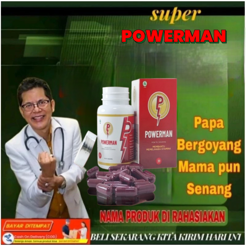POWERMAN BPOM obat kuat kapsul obat kuat pria tahan lama original 100% bpom jamu kapsul tradisonal pria