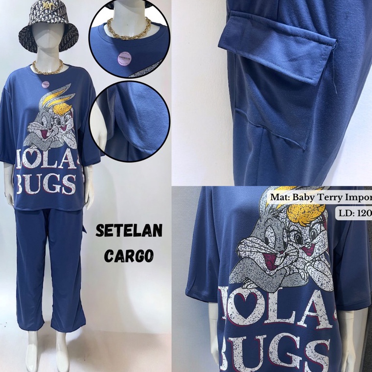 PAKET LENGKAP KAOS ELDA LABEL SETCEL MOTIF SET CARGO DAN DRESS OVERSIZE ELDA MURAH JUMBO