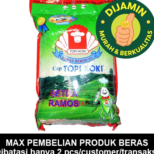 

Ready Stok TOPI KOKI SETRA RAMOS 5 KG BERAS