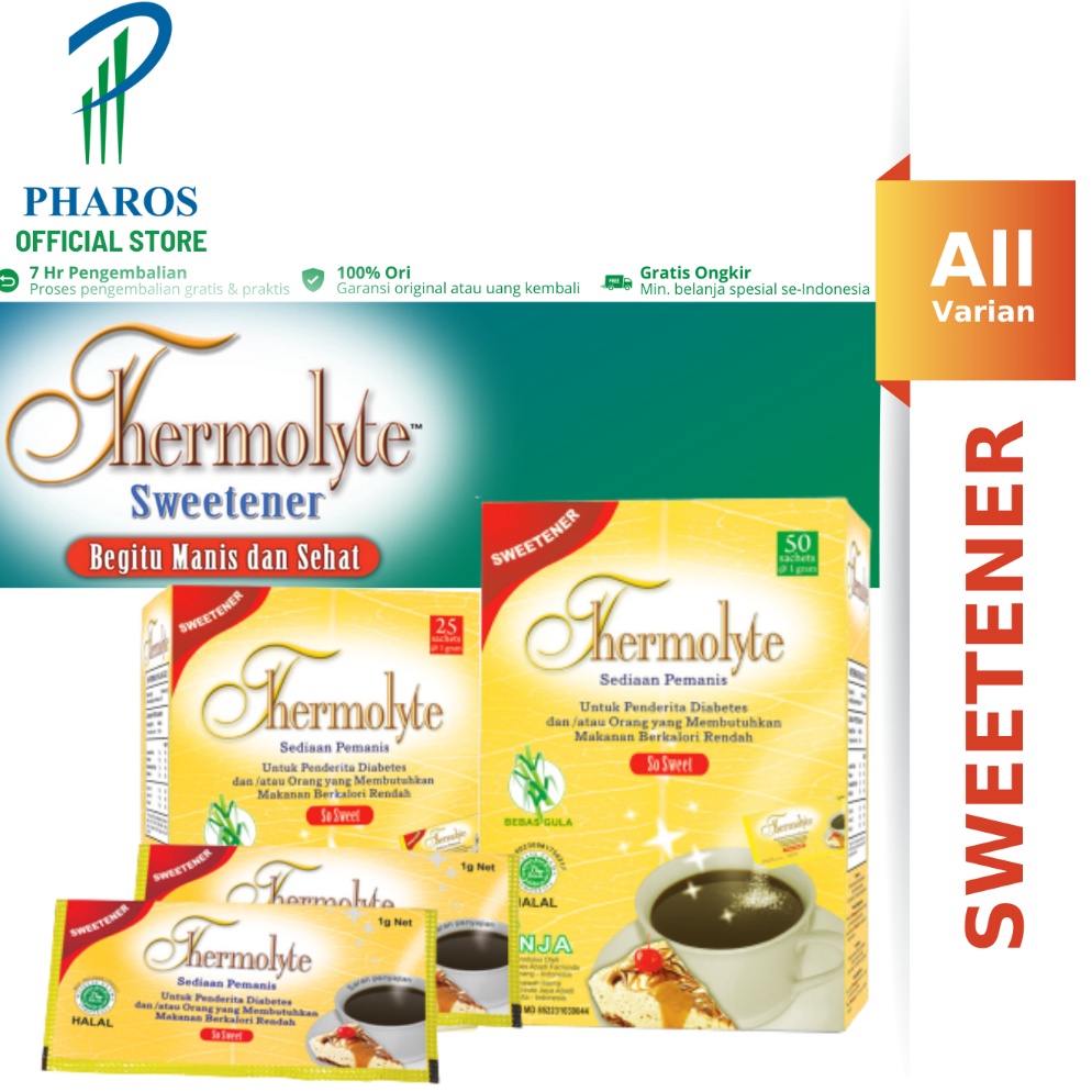 

READY STOK Thermolyte Sweetener Box isi 25 sachet 5 Sachet 1 Gram Pemanis Pengganti Gula