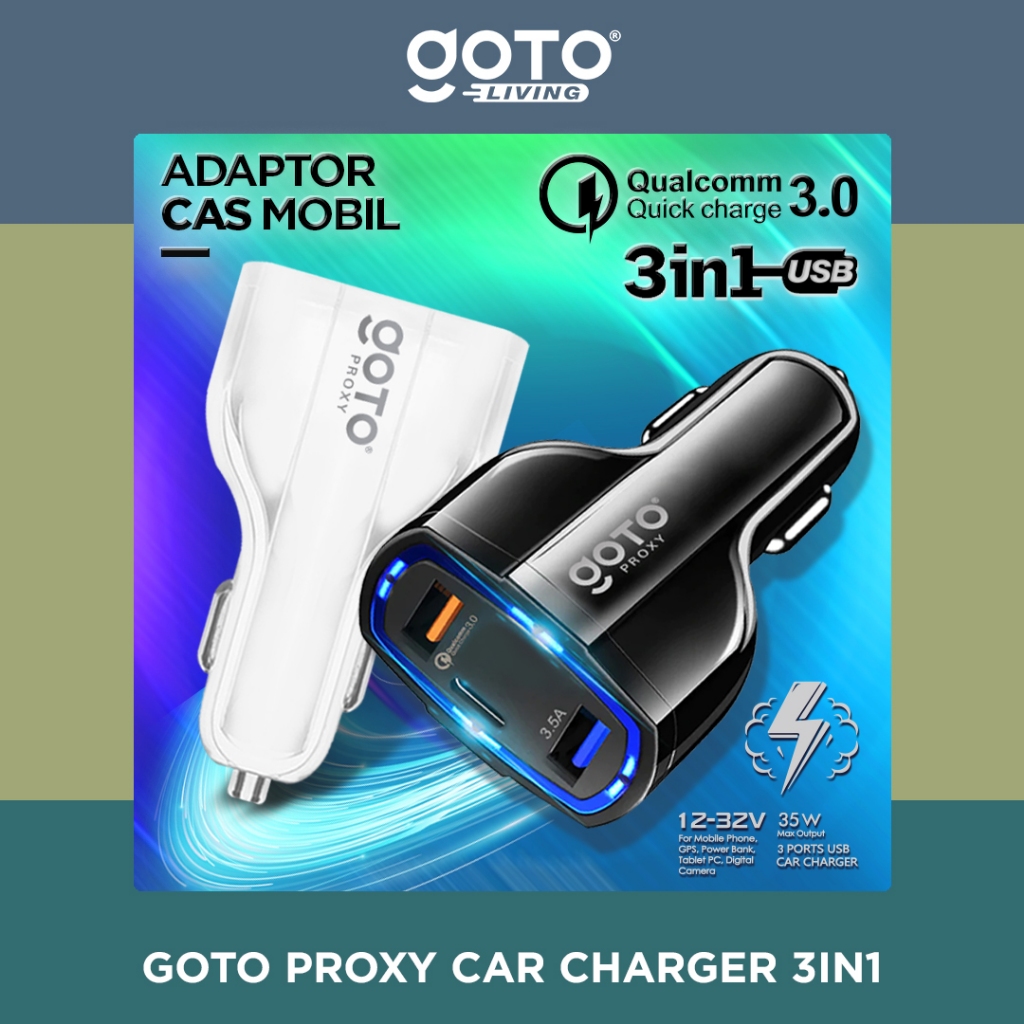 Goto Proxy Adaptor Charger Mobil Fast Charging 3 In 1 USB Type C