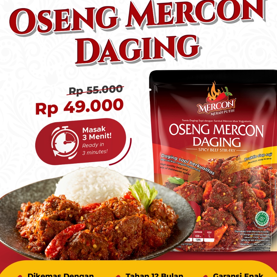 

ORIGINAL Mercon Merah Putih Satuan Oseng Mercon Daging