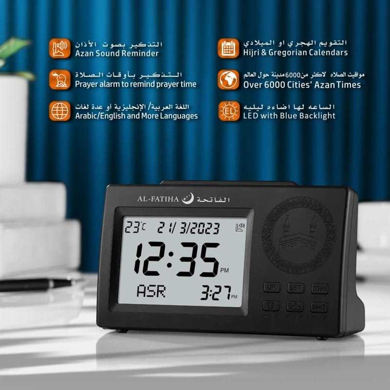 JAM Doa Digital Masjid Muslim Islam, jam MEJA waktu Azan Clock Alarm (Alarm jam)