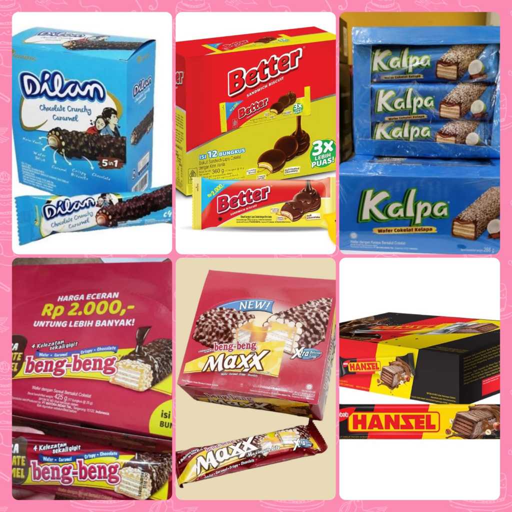 

Snack box *Dilan Chocolah Caramel - Better Biscuit - Kalpa Wafer - Beng Beng - Beng Beng Max - Nabati Hanzel*