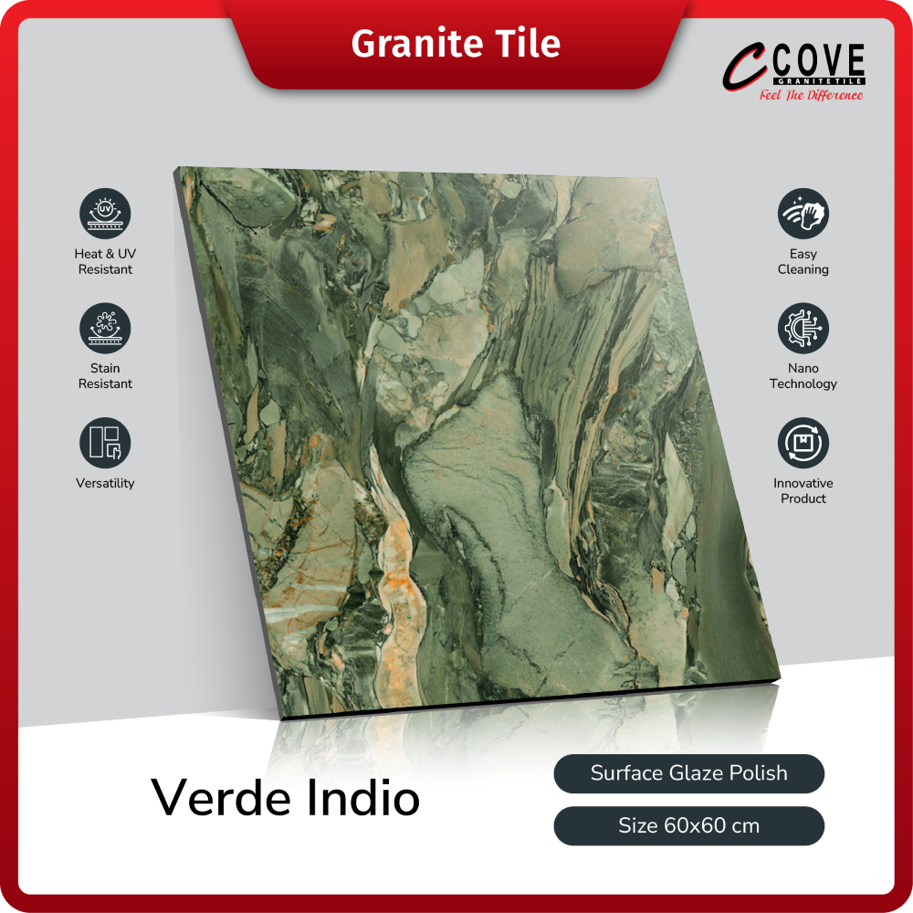 Cove Granite Tile Verde Indio 60x60 Granit / Keramik Lantai