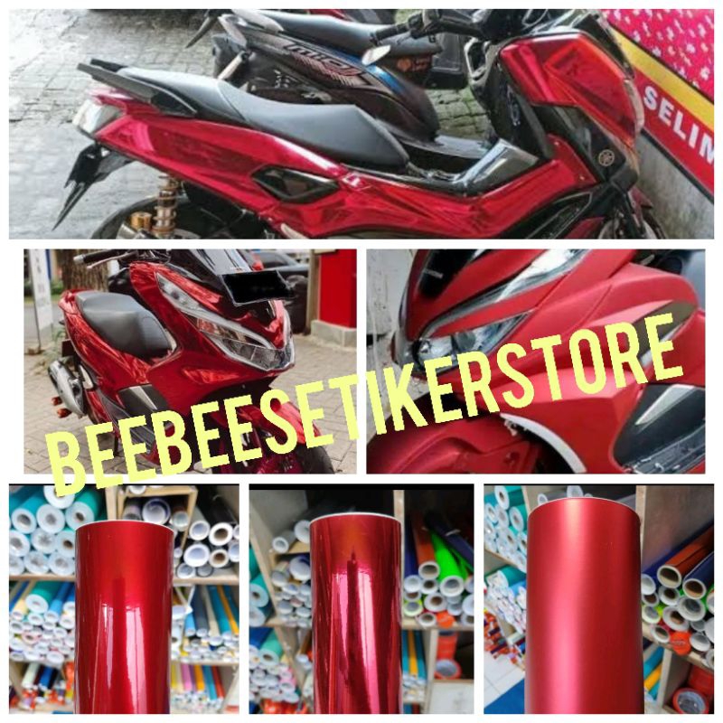 setiker sekotlet motor merah crom dof stiker skotlet merah crom metalic