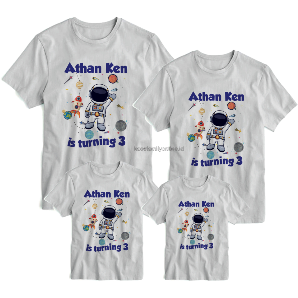 Kaos Ulang Tahun Couple Family Custom Nama / Kaos Ultah Keluarga / Kaos Ulang Tahun Anak Astronot