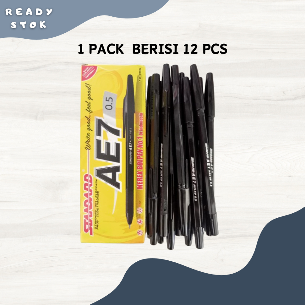 

PULPEN AE7 / BOLPOIN AE7 / PENA AE7 / BALL PEN STANDARD AE7 HITAM (PACK)