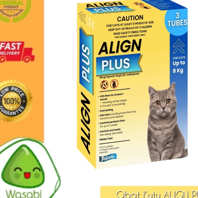 TERMURAH PETINDO ALIGN PLUS CAT ADULTKITTEN Obat kutu kucing 8kg no frontline