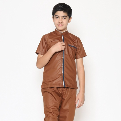AL-LUTHFI - Setelan Koko Anak Lengan Pendek Polos Paket Atasan Celana Aufar Series 22.129 B