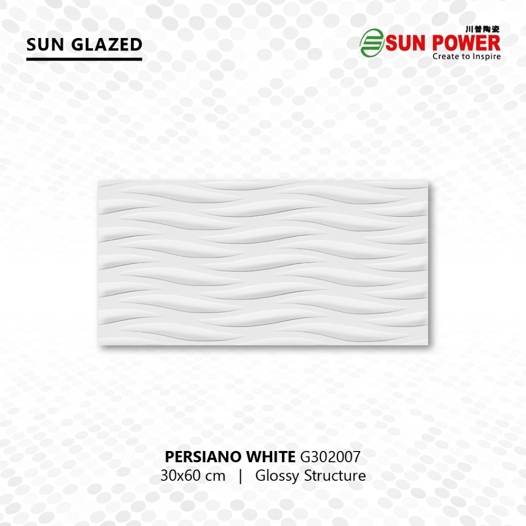 Keramik Dinding Body Putih Glossy Structure - Persiano Series 30x60 cm | Sun Power