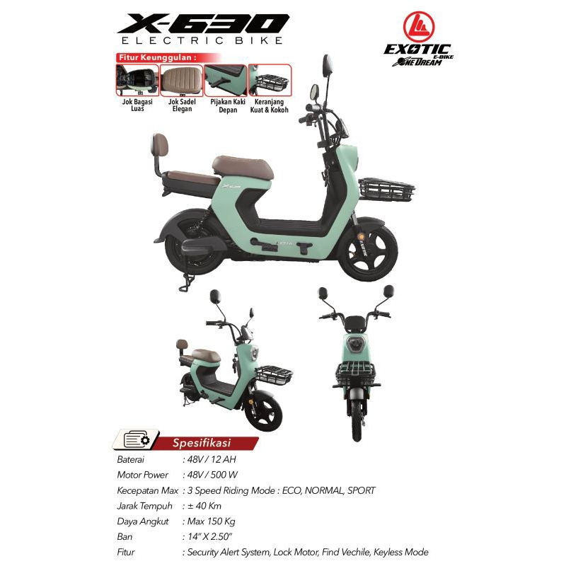Sepeda Listrik Exotic X 630 E Bike Moped