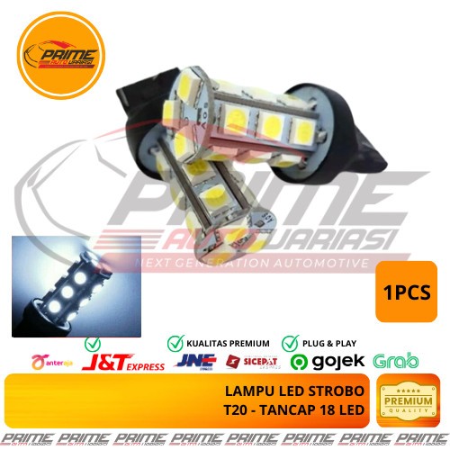 LED REM T20 4 KAKI BLITZ 18 LED PUTIH Strobo Kedip Lampu Bohlam - 1pcs