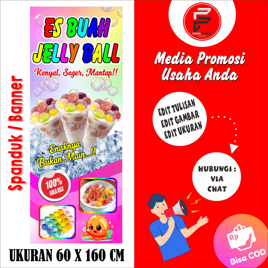 Spanduk Banner Es Jelly Susu / Banner Es Jelly / Banner Es Buah Jelly Ukuran 60 x 160 cm