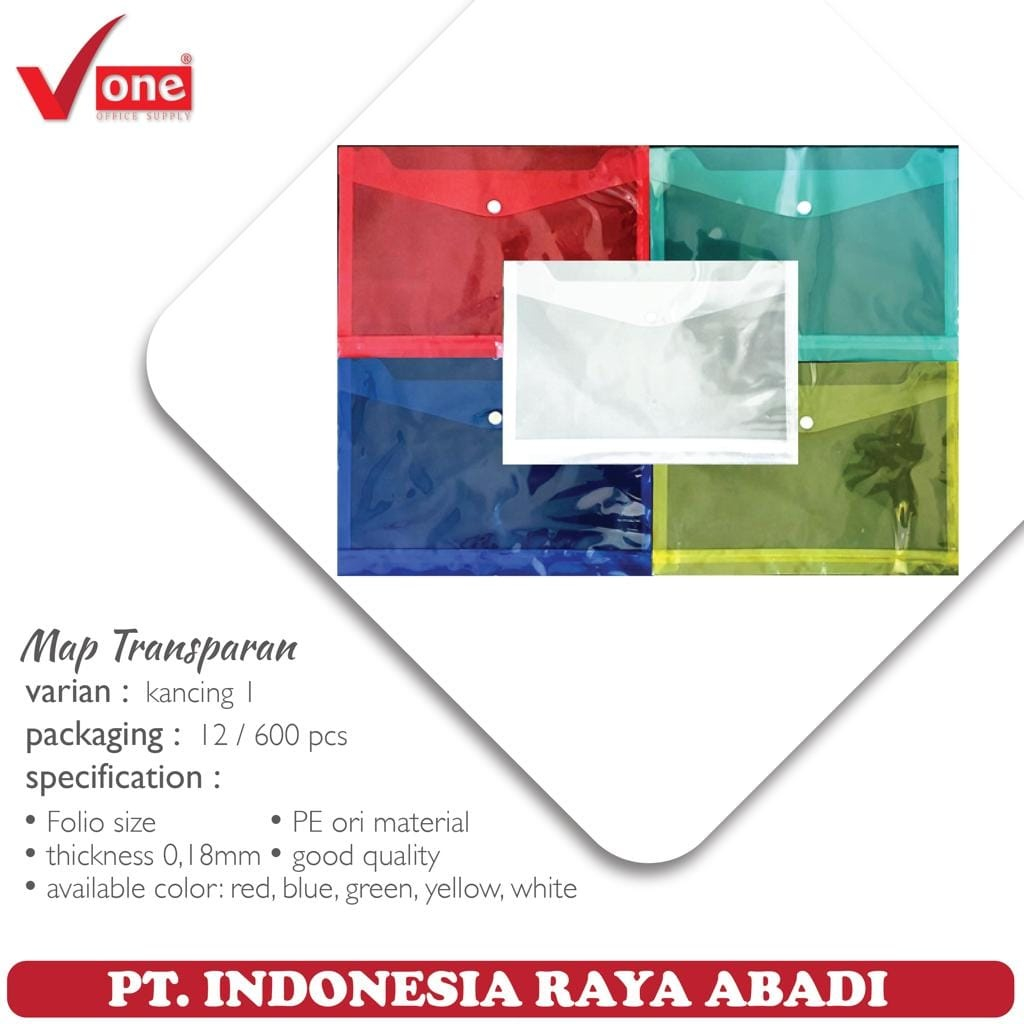 

Map Transparan Kancing 1 / Map Murah 12Pcs - Random Color