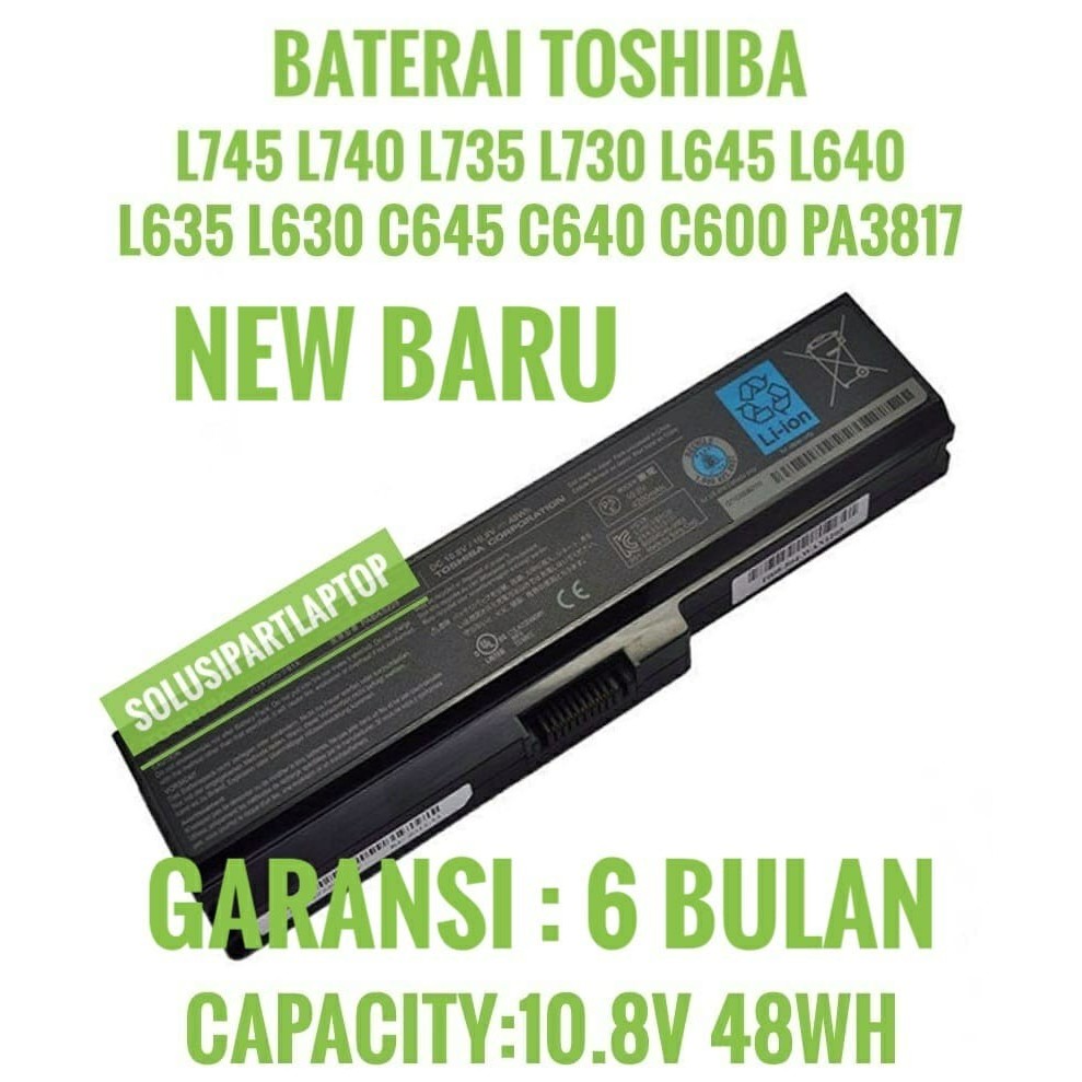 Baterai Toshiba Satellite C600 C640 L740 L745 PA3817