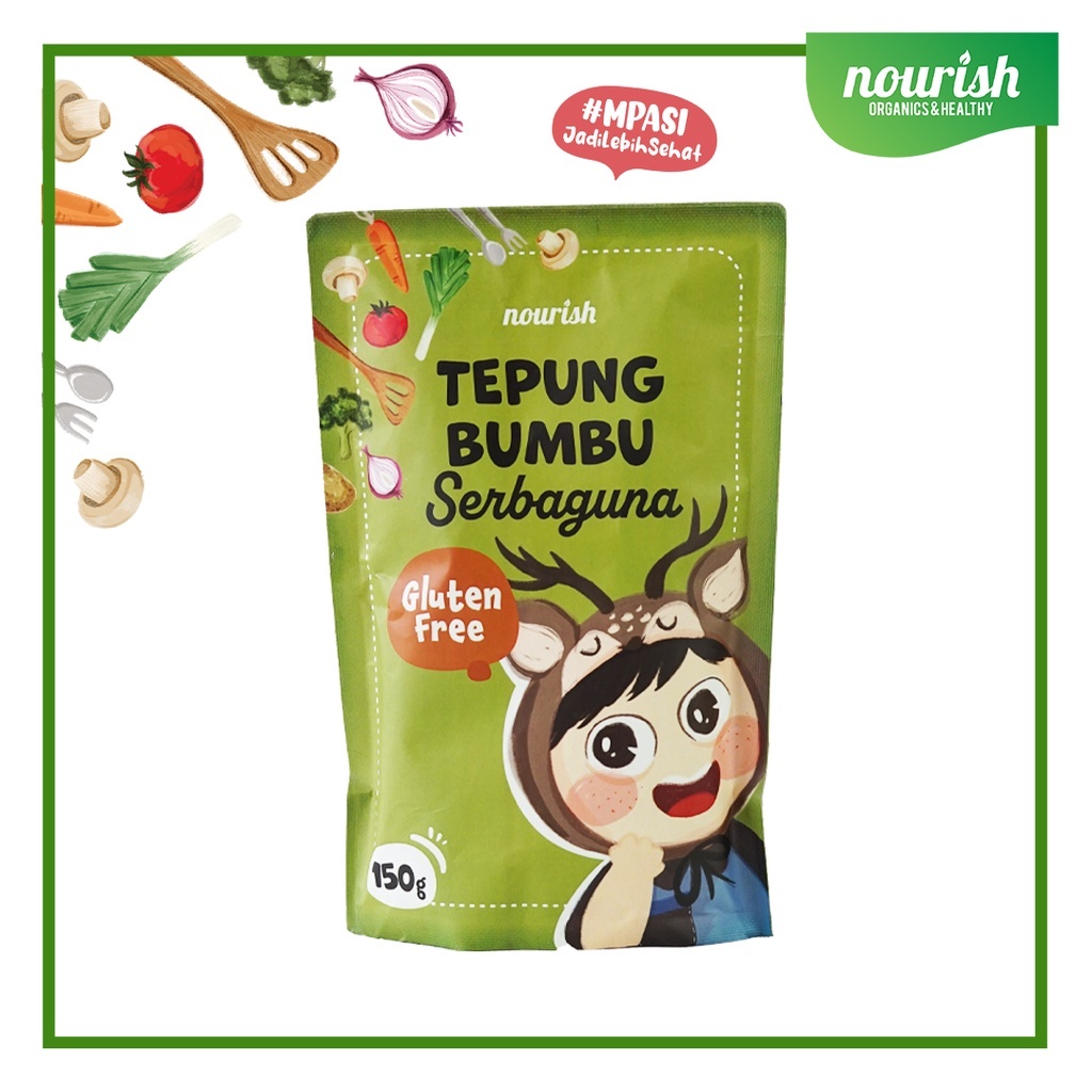 

Nourish Tepung Bumbu Serbaguna Gluten Free Tepung Makanan Pendamping Air Susu Ibu Tepung No MSG - KIDDOSAURUS.CO