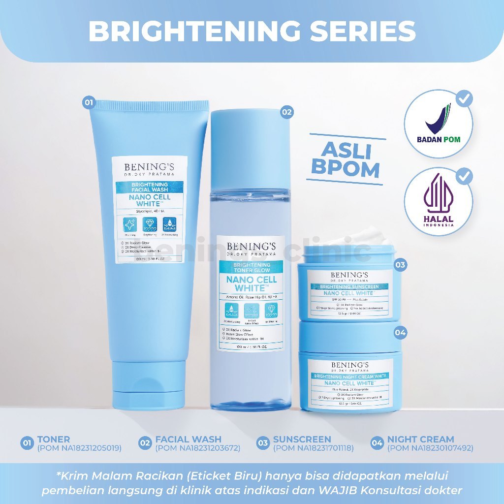 PROMO PAKET BRIGHTENING BENING'S SKINCARE DR OKY PRATAMA / BENINGS SKINCARE / BENING'S CLINIC