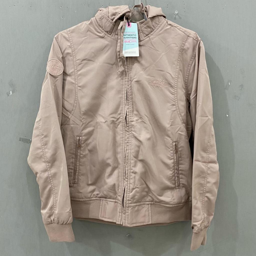 JAKET PARASUT WANITA AMC CASUAL WATER DUSTY PINK BIG SIZE 34DS