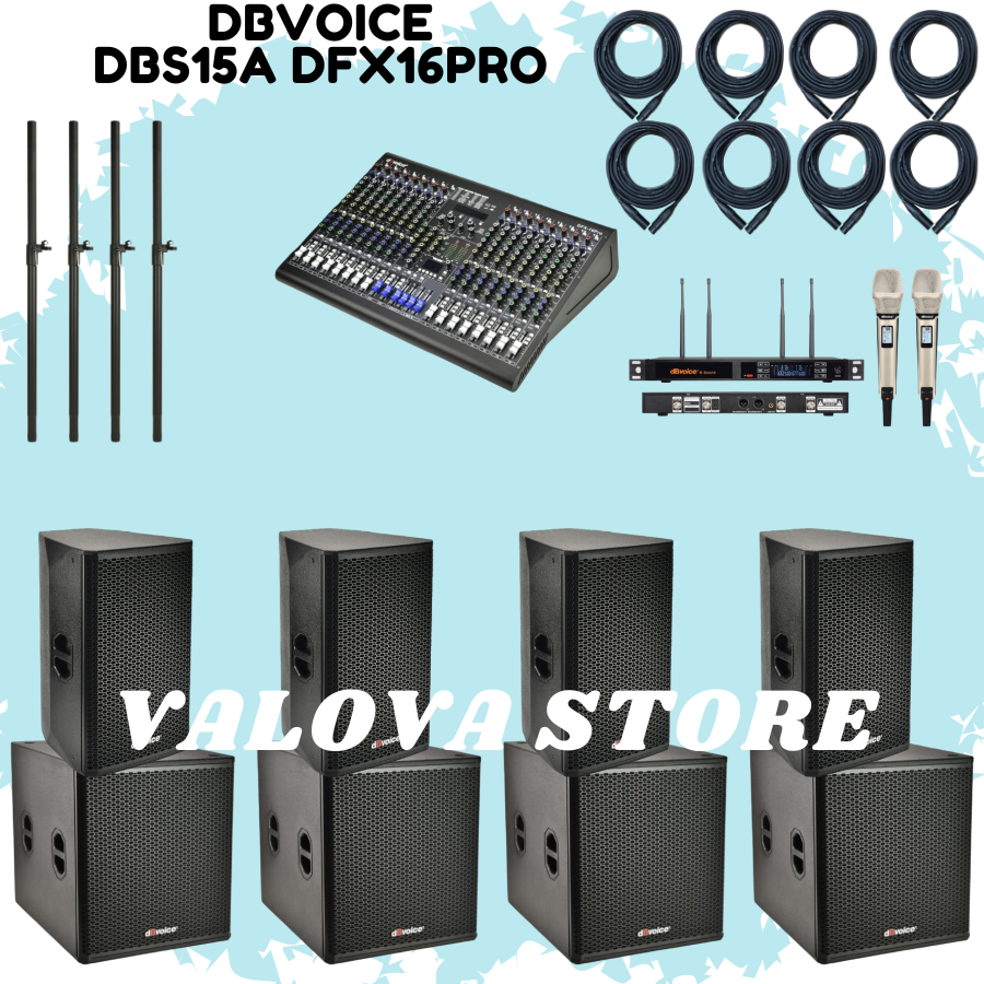 Paket 24 soundsystem outdoor dbvoice DBS15A + X18SA + mixer DFX16 PRO