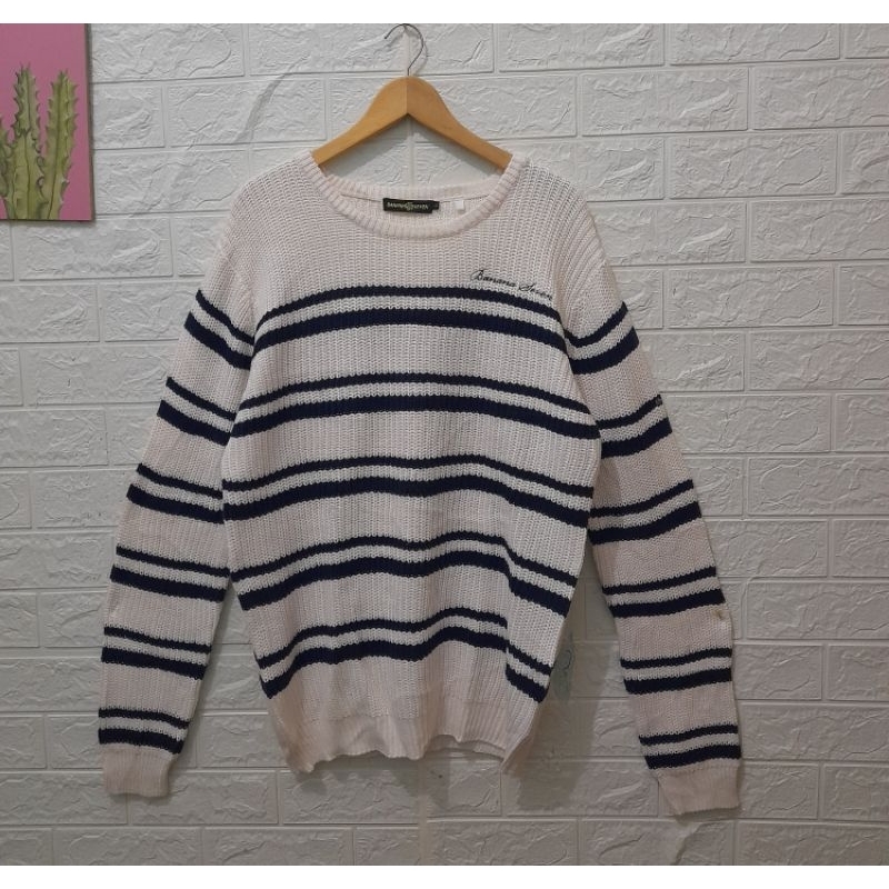 P❤️ Sweater Rajut Premium Waffle Motif Salur Branded Banana Seven