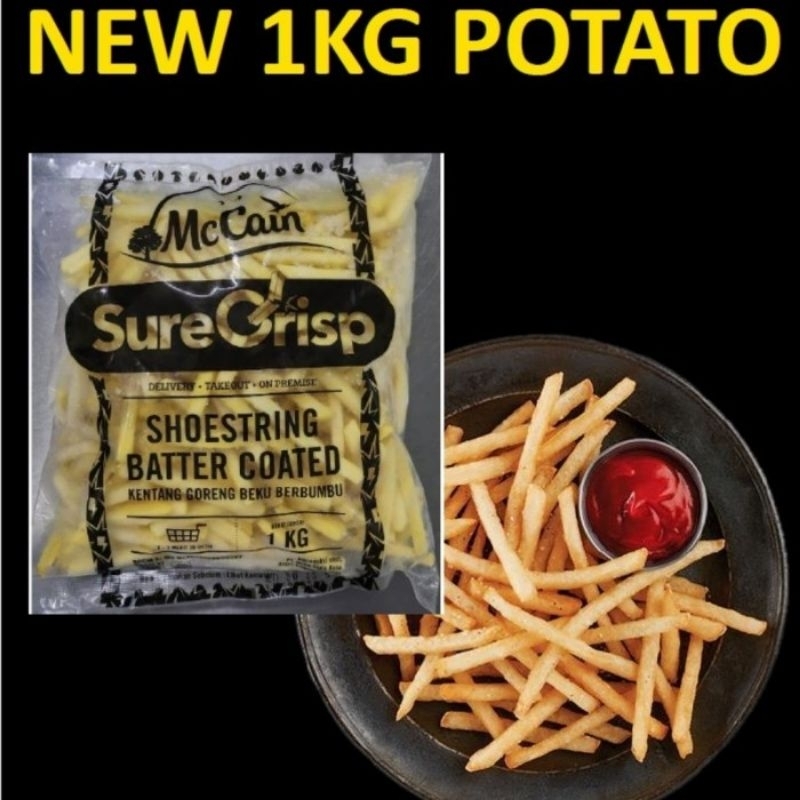 

Kentang french fries mccain Mc Cain shoestring butter batter coated 1kg