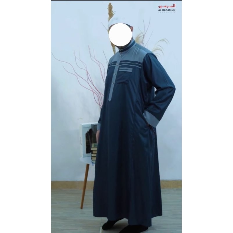 AL Haramain Jubah / Gamis Pria Dewasa Premium Kombinasi Navy