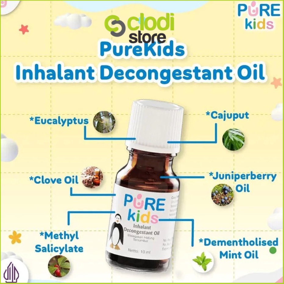 STOK SIAP COD Pure kids baby inhalant decongestant oil 1ml untuk batuk pilek anak obat batuk pilek i