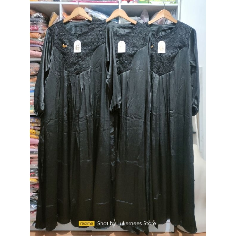 GAMIS EMOS CANTIK KHUSUS WARNA HITAM / DRESS SHIMMER SILK PREMIUM MIX BRUKAT