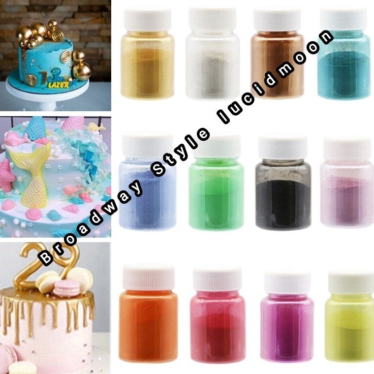 

NEW Lustre Dust Edible Besar Luster Glitter Makanan edible cake fondant food grade Glitter Minuman Drink Bahan Menghias Kue Pewarna Kue Bubuk