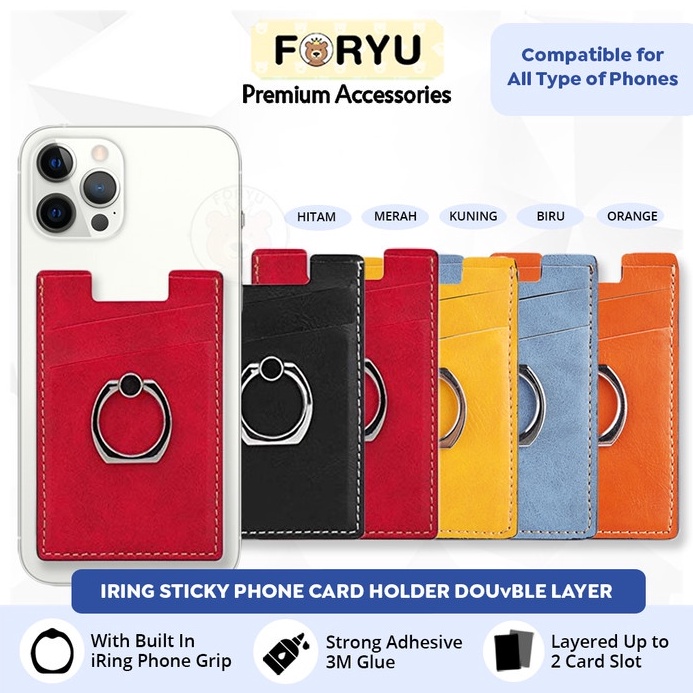 KODE F37X Foryu Sticky iRing Card Holder HP Premium Leather Card Holder Case