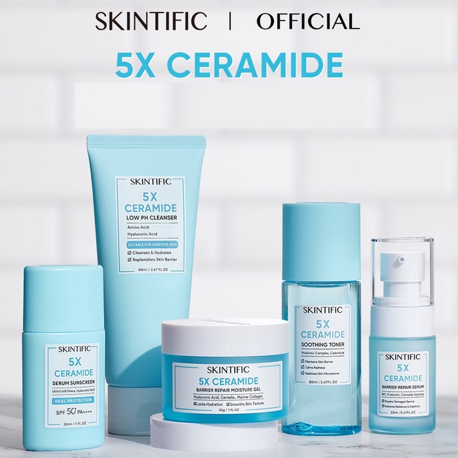 88 SKINTIFIC  5X Ceramide Barrier Moisturize Gel Pelembab Wajah 5X Ceramide Cleanser Sabun Cuci Muka