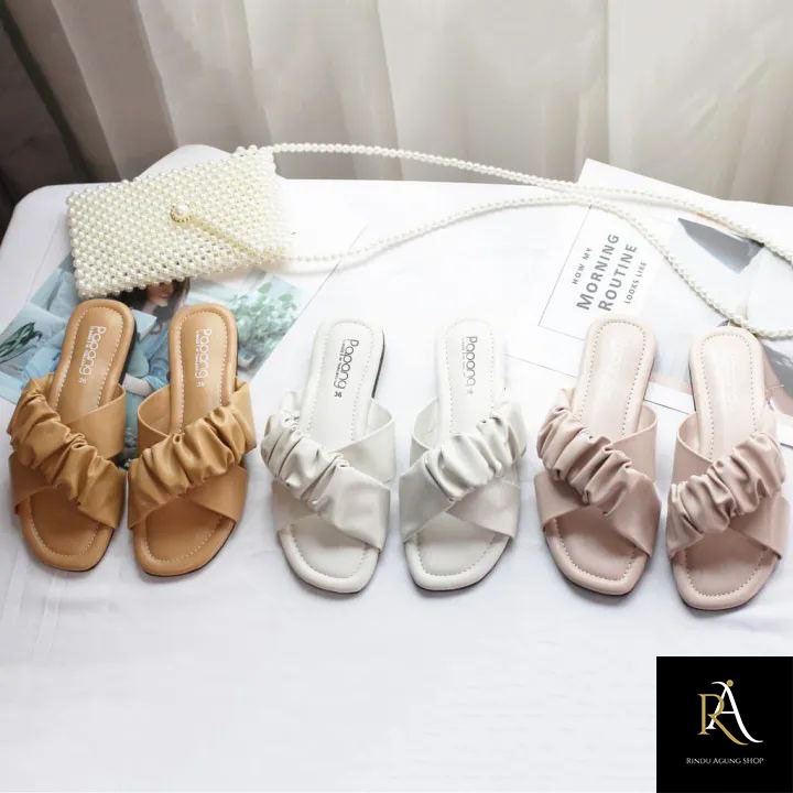 Sandal Wanita Tali Silang casual kekinian terbaru | sandal cantik tali silang Korean Style | Sendal 