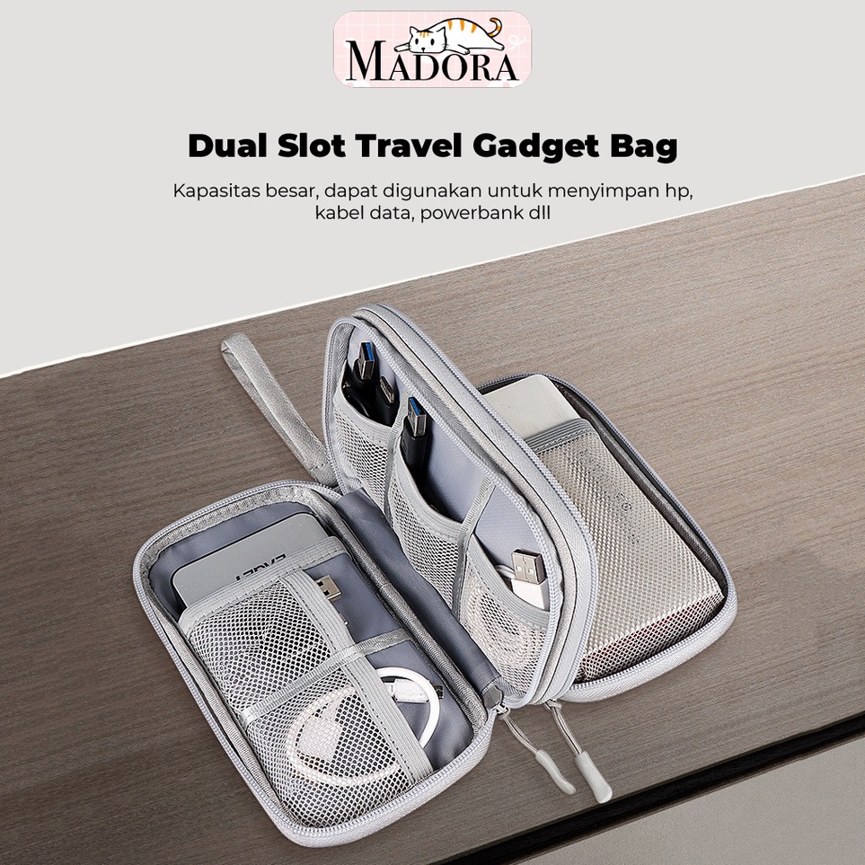 Madora Pouch HP Tas Gadget Travel Organizer Pouch Powerbank Anti Air g Premium