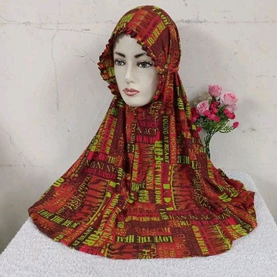 Jilbab instan jersey motif cantik