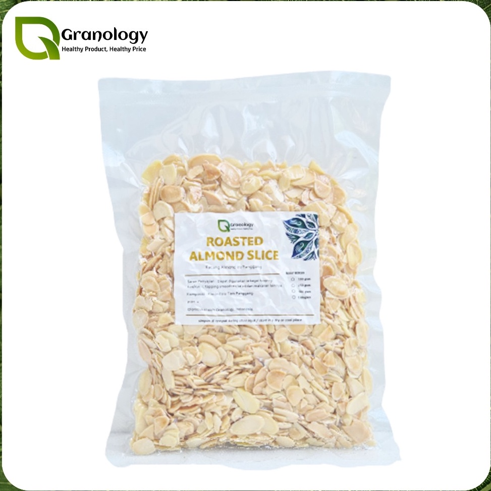 

GROSIR MURAH Kemasan Vakum Roasted Almond Slice Kacang Almond Slice Oven 25 gram by Granology