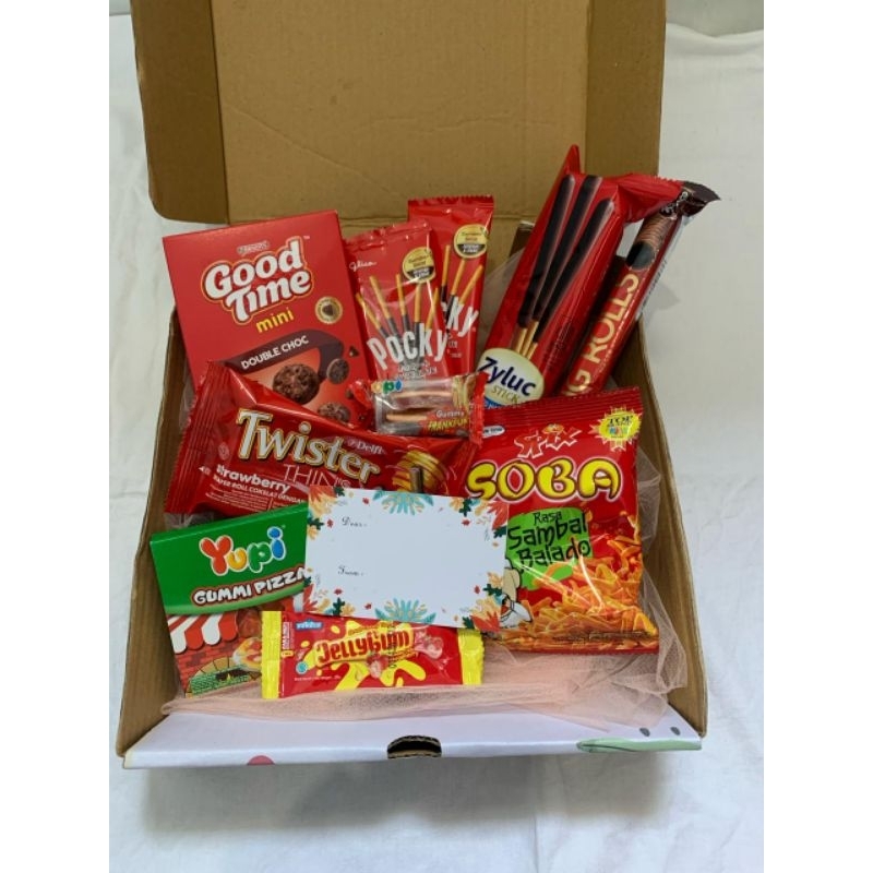 

Hampers Snack box. Gift. Kado ulang tahun. Snack ulang tahun