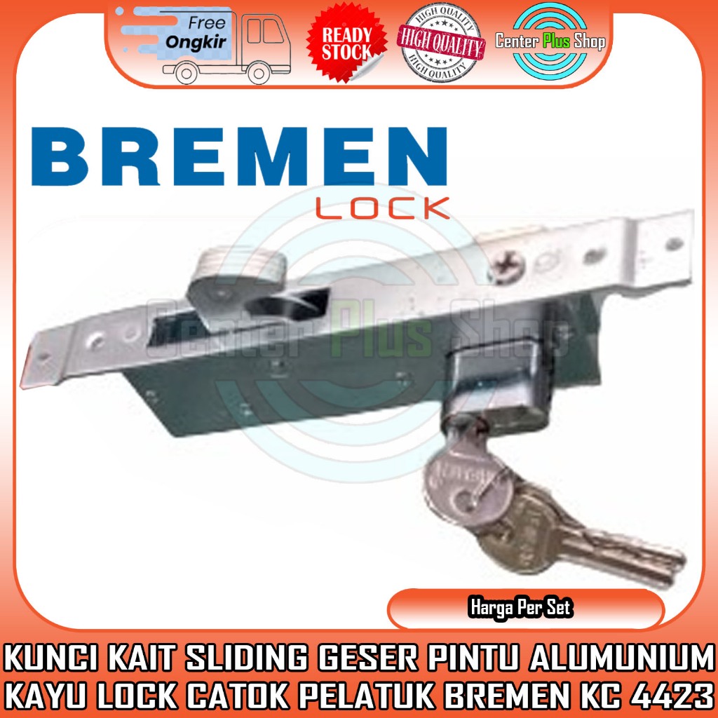 Bremen Kc 4423 Set Kunci Kait Sliding Geser Pintu Alumunium Kaca Kayu Lock Catok Pelatuk Handel Hand