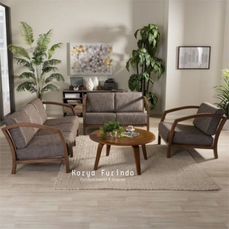 Kursi Tamu Minimalis Modern Jati - Kursi Sofa Tamu Bantalan - Kursi Tamu Minimalis Bantalan Kayu Jat