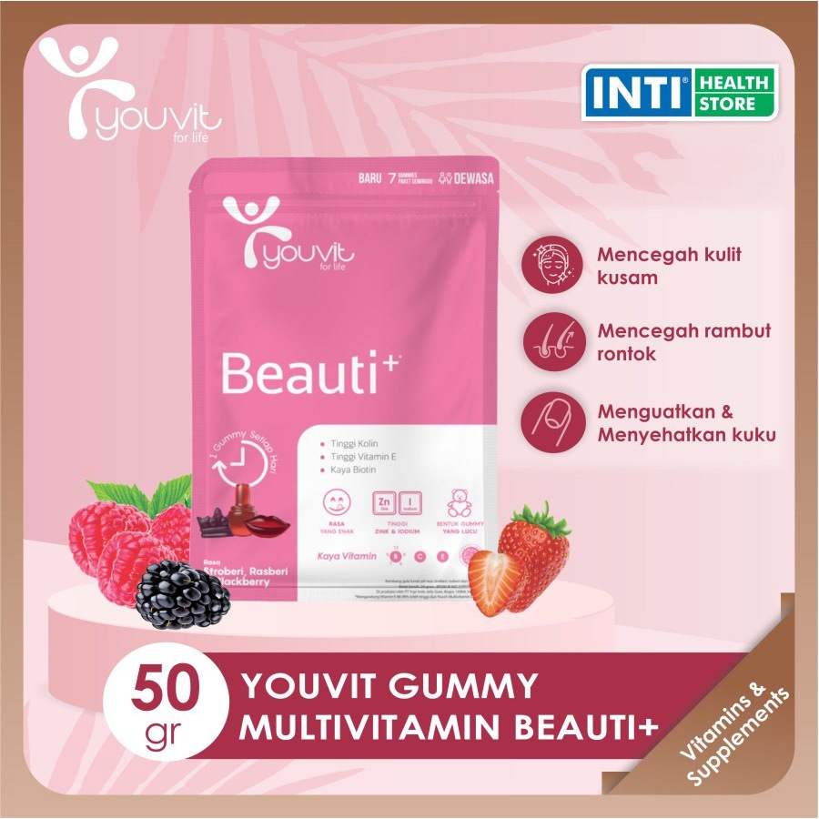 Youvit | Multivitamin Beauti+ | Vitamin Dewasa | Gummy Biotin & Vit C | 7 Days