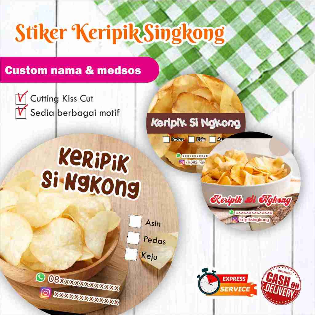 

[170 pcs] Stiker Keripik Singkong Cromo bulat / Stiker makanan