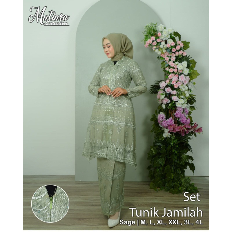 Permata Olshop / Kebaya One Set Kurung Jamilah / Kebaya Busui / Kebaya Tunik Jumbo / Setelan Kebaya 