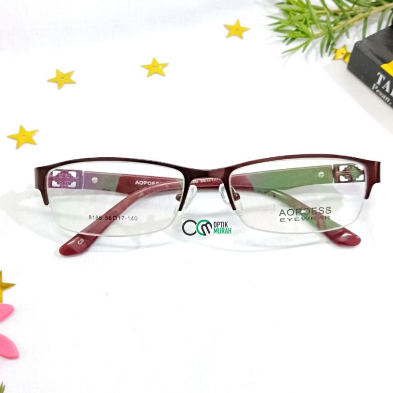 Frame kacamata wanita half frame original Aopoess Eyewear 8186