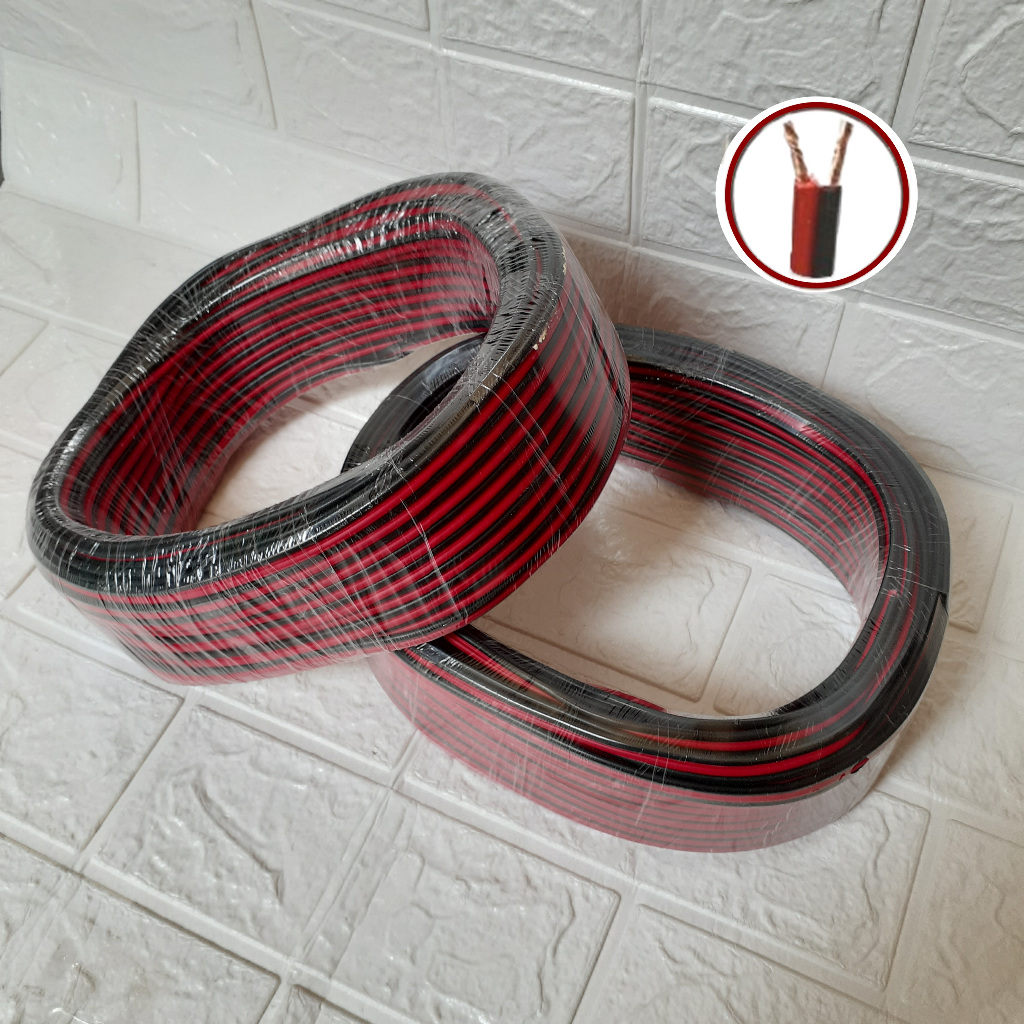 Kabel Listrik  zigno 1 Roll Serabut Merah Hitam NYZ 2 x 23