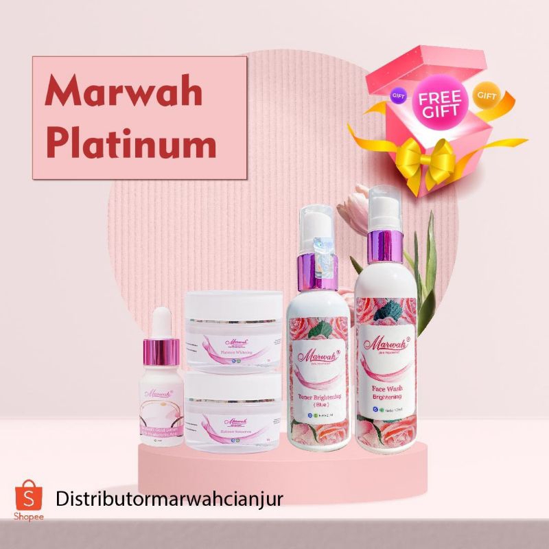 Marwah Skincare Paket Platinum Perawatan Kecantikan Kulit Wajah Sensitif Kering Dan Normal Original