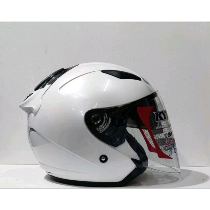 KYT GALAXY FLAT R WHITE SOLID ORIGINAL | DOUBLE VISOR | HELM HALF FACE KYT GALAXY FLAT R PUTIH ORI S