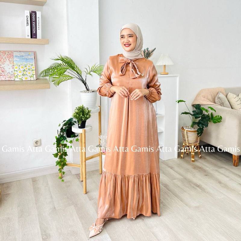 ARUMI GAMIS SHIMMER SILK | DRESS WANITA SHIMMER SILK BK