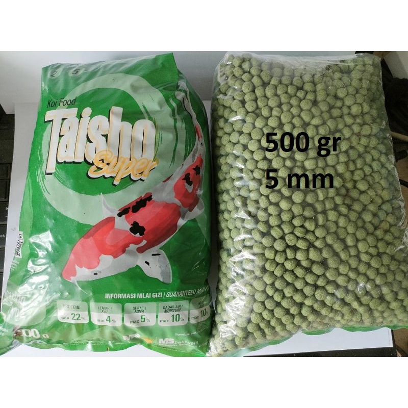 pelet koi taisho hijau repack 400 gram 5mm taisho warna hijau pakan koi