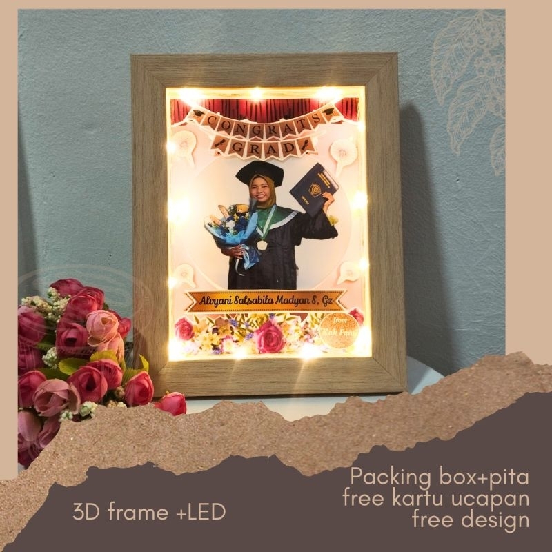 FRAME 3D KADO WISUDA KADO PERNIKAHAN KADO ULANG TAHUN CEWEK kado unik untuk cowok kado hari guru per