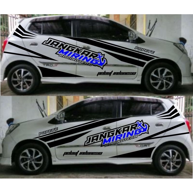 0142 cutting sticker mobil Agya Ayla custom nama logo